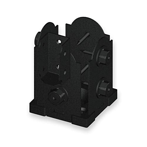 OZCO Post Base Kit with Single Rail Saddle, 4in x 4in, 1 Kit, Black