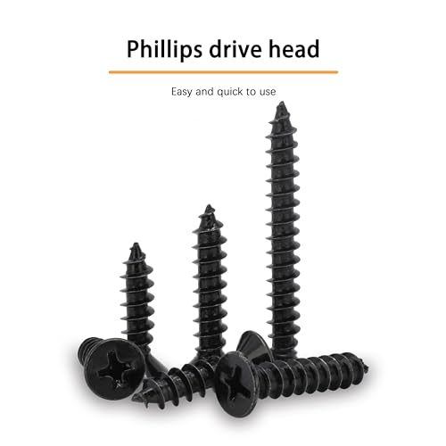#8 X 3/4" Black Screw,Flat Head Phillips Wood Screw, Electroplating Black Carbon Steel, #8 X 3/4-Inch,150Pcs - color: Black Zinc Plated Screws, size: #8 x 3/4"