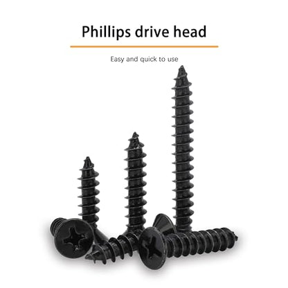 #8 X 3/4" Black Screw,Flat Head Phillips Wood Screw, Electroplating Black Carbon Steel, #8 X 3/4-Inch,150Pcs - color: Black Zinc Plated Screws, size: #8 x 3/4"