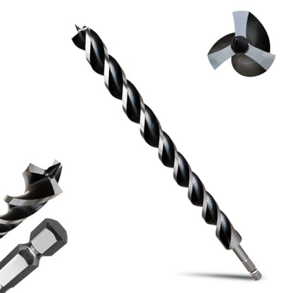 1-1/6"×17" Professional Auger Drill Bit for Wood with Quick Change 1/2" Hex Shank- 3-Cutter Design with Dual-Flute for Fast Chip Removal, Fits Hardwood, Softwood, PVC, Drywall & Tree Stumps - size: 1-1/6"×17"
