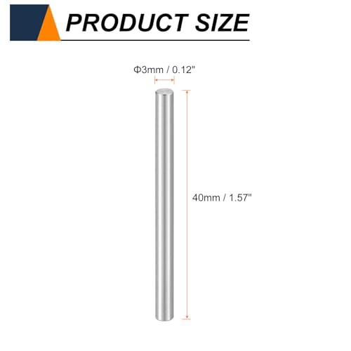HARFINGTON 50pcs Dowel Pins M3(3mm) x 40mm 304 Stainless Steel Cylindrical Shelf Support Peg Pin Rod Fasten Elements for Metal Devices Wood Furniture DIY Installation, Silver - size: M3 x 40mm