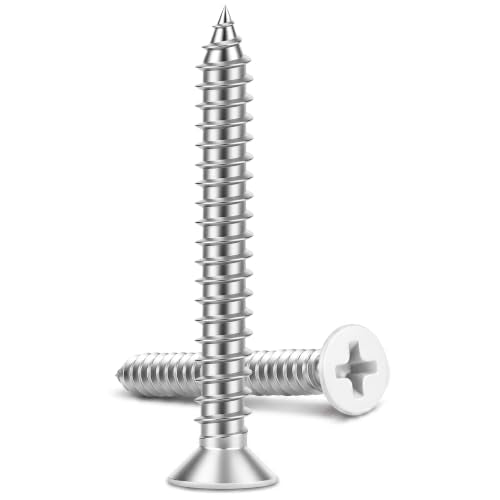 #8 x 2 Flat Head Wood Screw, Sheet Metal Screws, Stainless Steel 18-8 (304), White Head, 100 PCS - color: White Head, size: #8 x 2"