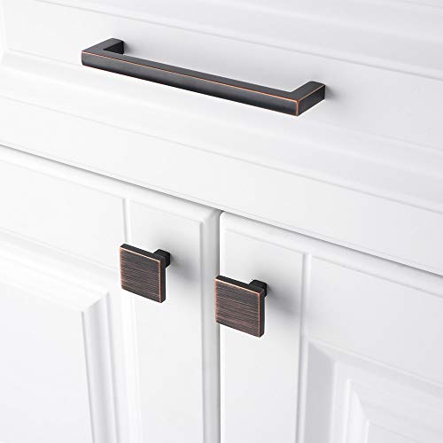 KOOFIZO 10 Pack Oil Rubbed Bronze Cabinet Knobs Square Single Hole Pull K03 - color: Oil Rubbed Bronze, size: Knob 1 - 10Pcs