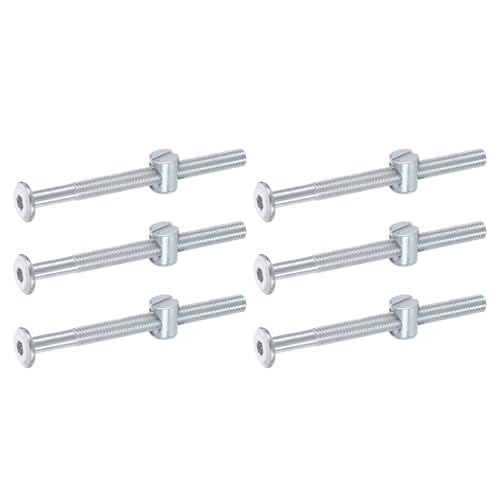 uxcell 6Pcs Bed Frame Bolts, M6 x 75mm Hex Socket Head Screws Bolts Barrel Nuts Bunk Bed Bolts Furniture Screws with Slotted Head Barrel Nut for Chairs Cots, Silver - size: M6 x 75mm