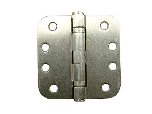 Hinge Outlet Square Ball Bearing Commercial Door Hinges, Heavy Duty Steel,Non-Removable Pin (4 Inch with 5/8 Inch Radius,Satin Nickel, 2 Pack) - color: Satin Nickel, size: 4 inch with 5/8 inch radius