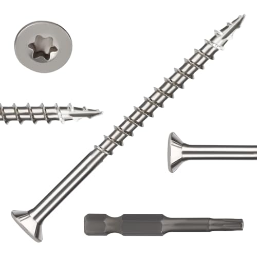 304 Stainless Steel Wood Screws, Flat Head T25 Torx Drive Deck Screws, #10x2-1/2 Inch for Wood, Decking and Fence, 1lb - size: 10x2-1/2'', style: 1lb