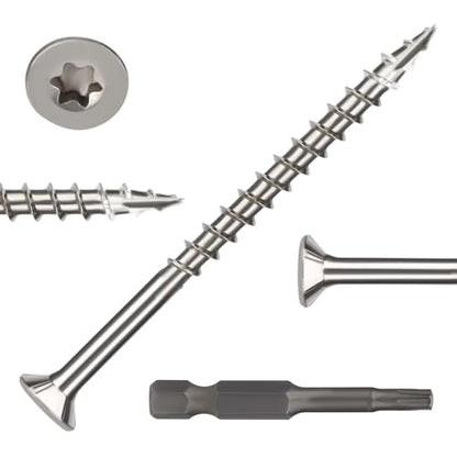 304 Stainless Steel Wood Screws, Flat Head T25 Torx Drive Deck Screws, #10x2-1/2 Inch for Wood, Decking and Fence, 1lb - size: 10x2-1/2'', style: 1lb