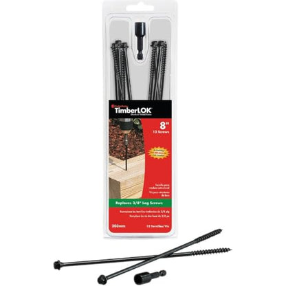 FastenMaster FMTLOK08-12 TimberLOK Heavy-Duty Wood Screw, 8 Inches, 12-Count,Black - size: 8 inches