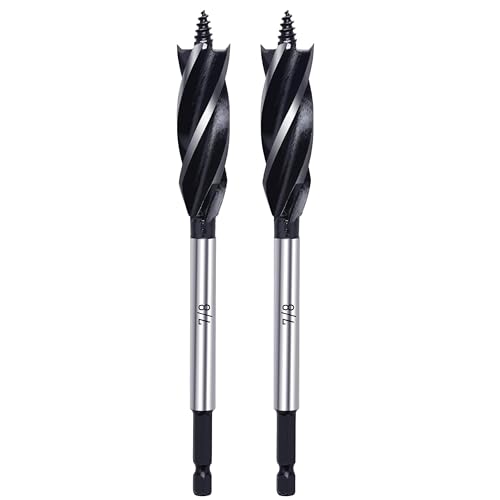 Wood Drill Bit 7/8 in. x 6-1/2 in. x 2Pcs Auger Drill Bits for Wood with 1/4 Inch Quick Change Hex Shank - size: 7/8 Inch