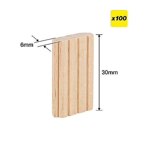 Trend 100pcs Beech Wood Dominos 6 x 30mm for Festool Domino Machine, 1/4 Inch x 1 3/16 Inches Loose Tenons for Woodworking Joinery and Furniture Framing, TEN/6X30/100 - style: 1/4" x 1-3/16" (6 x 30mm) 100pcs