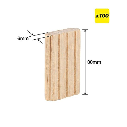 Trend 100pcs Beech Wood Dominos 6 x 30mm for Festool Domino Machine, 1/4 Inch x 1 3/16 Inches Loose Tenons for Woodworking Joinery and Furniture Framing, TEN/6X30/100 - style: 1/4" x 1-3/16" (6 x 30mm) 100pcs