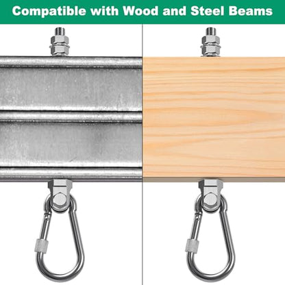 SELEWARE 4Pcs Heavy Duty Swing Hangers, 1500LB Capacity Stainless Steel Swing Set Hooks for Wood/Steel Beam, 7" x M2/5" Porch Swing Hardware for Playground Swing Hammock Chair Yoga Swing Punching Bag - color: 4 Pack Swing Hangers (7" X M2/5" Threaded Rod)