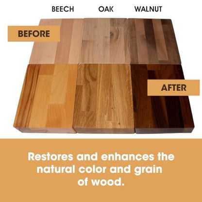 Furniture Clinic Danish Oil | Wood Care for Interior & Exterior Furniture | Restore, Seal & Protect Oak, Pine, Teak & More | Non-Toxic Natural Satin Finish | Repels Water, Stains, Dirt | 17 fl oz - size: 17 fl oz