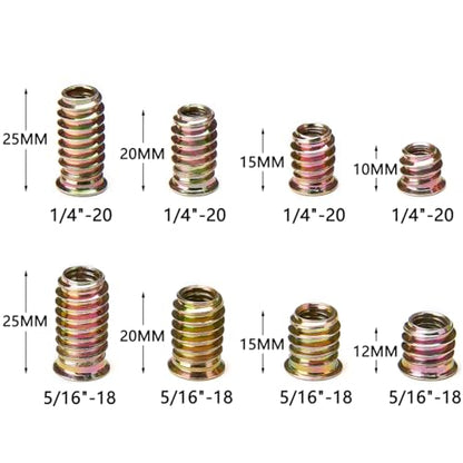 180Pcs 1/4"-20 Nut Inserts 5/16"-18 Wood Threaded Fastener for Furniture - color: 180 Pcs 1/4"-20 & 5/16"-18 Mixed Set