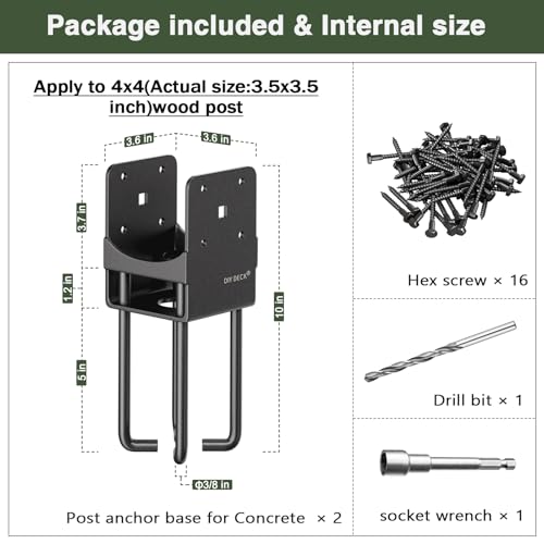 Concrete Post Base Heavy Duty Stainless Steel with Air Flow Channel 4"x4", 2Pack - size: 4x4, style: 2Pack