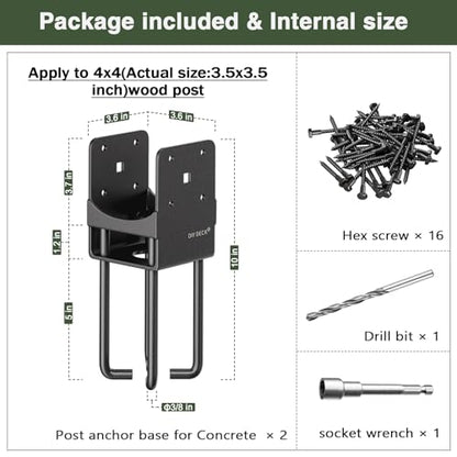 Concrete Post Base Heavy Duty Stainless Steel with Air Flow Channel 4"x4", 2Pack - size: 4x4, style: 2Pack