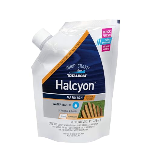 TotalBoat Halcyon Water-Based Marine Varnish for Wood - Clear Semi-Gloss Pt - color: Clear Semi-Gloss, size: Pint