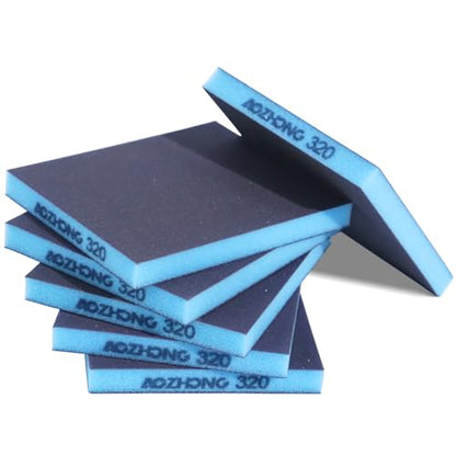 6pcs Sanding Sponge 320 grit Soft Sanding Block Washable and Reusable, Double-Sided Sponge Sanding Blocks Wet Dry Sandpaper Pad for Wood Metal FurniturePaint - style: 320 Grit 6pcs
