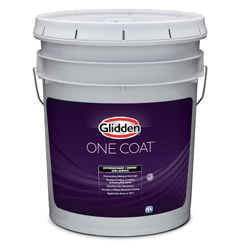 Glidden One Coat 5 gal. Antique Parchment/Beige Flat Exterior Paint with Primer - color: Antique Parchment, size: 640 Fl Oz (Pack of 1)