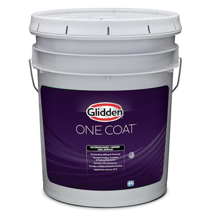 Glidden One Coat 5 gal. Antique Parchment/Beige Flat Exterior Paint with Primer - color: Antique Parchment, size: 640 Fl Oz (Pack of 1)