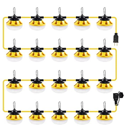200FT Construction String Lights, Industrial Grade,Free for Climbing Hook - size: 200FT 2 Prong (Yellow)