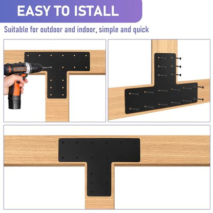 T Post Bracket 2PCS,16.8"x12" T Flat Mending Plate for Repair Framing - style: T Shape (16.8X12)