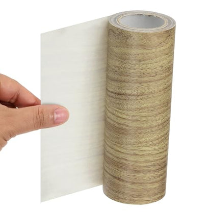 PATIKIL Wood Grain Repair Tape 10" X30', Self Adhesive Realistic Textured Repair Tape Patch with Scraper for Floor Door Table Cabinets Desk, Brown Oak