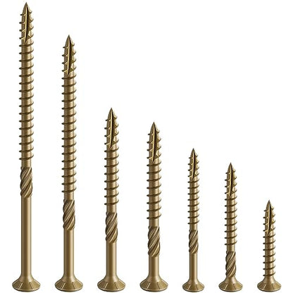 Wensilon #8 * 2" Deck Screws, (311pcs) 2 lbs.Exterior Wood Screws, Rust Resistant epoxy Coated, Bronze, T20 Star Bit - color: Yellow, size: 8*2