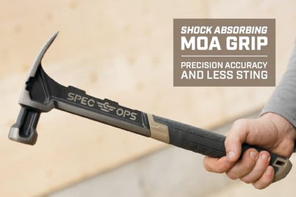 Spec Ops Tools Nailing Hammer, 16 Oz, Rip Claw, Smooth Face, Shock-Absorbing Grip, 3% Donated to Veterans - size: 16 Oz Nailing Hammer with Mallet Cap