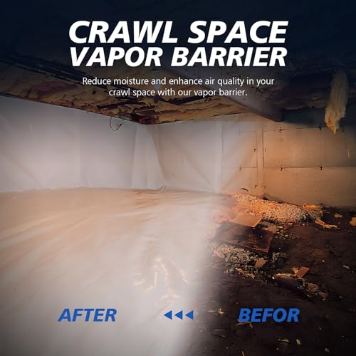 Crawl Space Vapor Barrier - 10 mil (6' x 50'), Thick Plastic sheeting, Drop Cloth Moisture Barrier Covering for Crawl Space Encapsulation, Blackout Plastic Painters Tarp, Black and White Panda Film - size: 10 Mil 6' x 50'