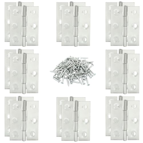 16PCS 2 Inch Stainless Steel Door Folding Butt Hinges, Silver - style: 16Pcs 2" Silver