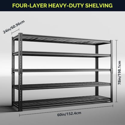60" W Adjustable Storage Shelving, 3300lbs Heavy Duty Garage Rack - size: 60"W x 24''Dx 78"H
