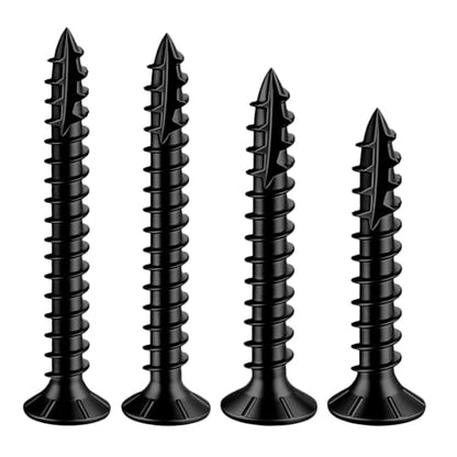 Wensilon #4 * 1" Black Deck Screws 910pcs 2 lbs 3x25mm - color: Black, size: #4*1"