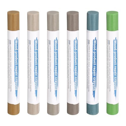 HARFINGTON Wood Filler Sticks 6 Colors Wooden Wax Touch Up Furniture Repair Crayons for Medium Brown, Gray Blue, Grass Green, Medium Yellow, Medium Brown, Dark Brown - color: Dark Series
