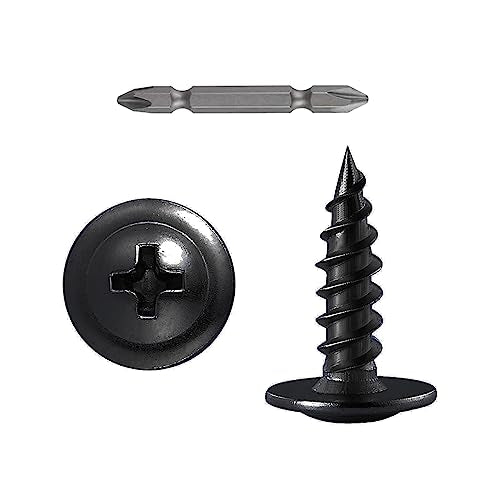 (300 pcs)#8×3/4" Black Truss Head Wood Screws Quick Metal Self Tapping Zinc Oxide - color: Black, size: #8×3/4"