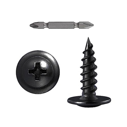 (300 pcs)#8×3/4" Black Truss Head Wood Screws Quick Metal Self Tapping Zinc Oxide - color: Black, size: #8×3/4"