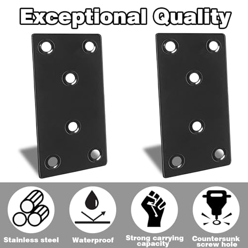 50‑Pack Flat Metal Brackets, 4" 304 Stainless Steel Brackets - size: 50PCS-4''Flat Plates