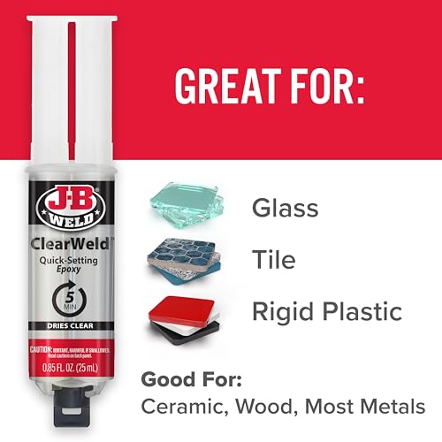 J-B Weld 50112 ClearWeld 5 Minute Set Epoxy Syringe - Clear - 25 ml, 25ml - size: 25ml