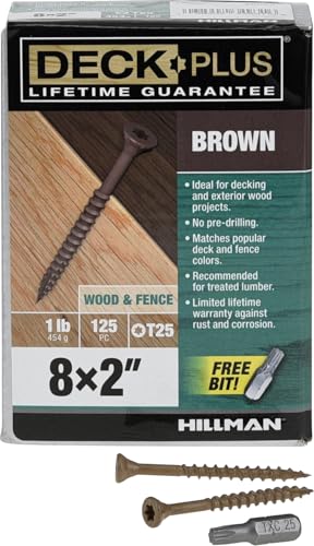 Deck Plus Deck Screws, #8 x 2in, 125 Pack, Brown Epoxy - color: Brown, size: #8 x 2", style: 125 pcs