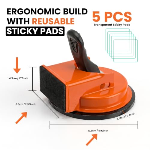 Heavy Duty Floor Gap Fixer Tool Kit, 5 Reusable Sticky Pads, Professional Plank Grabber & Suction Cup for Vinyl, Laminate & Floating Floor Repair