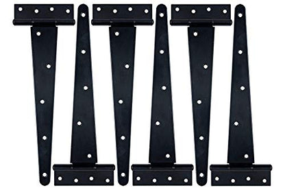HLMOptimo Heavy Duty T Hinge Tee T Strap Shed Gate Barn Fence Door Hinge Wrought Rustproof All Size Black (6 pcs, 12 inch) - size: 12 Inch, style: 6 pcs