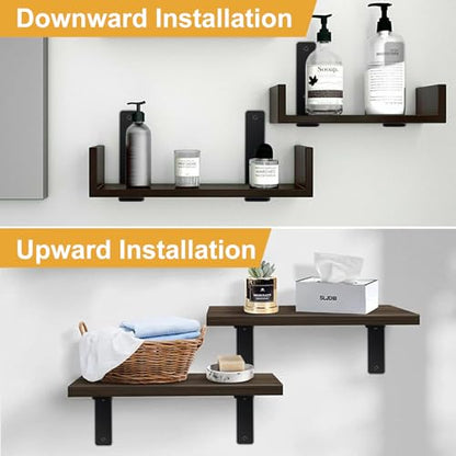 2 Pack - L 6" x H 4" x W1.5, 5mm Thick Black L Shelf Bracket, Iron Shelf Brackets, Metal Shelf Brackets, Floating Shelf, Shelf Supports with Screws - size: 6''x4'', style: Black 2 Pack