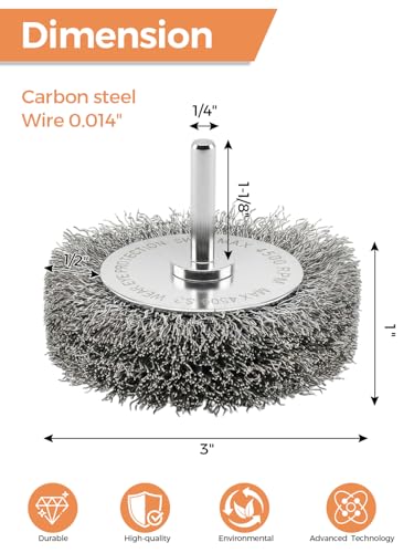 Wire Wheel Brush 3x1in for Drill，Carbon Steel Wire Brushes-2pcs - size: 3in