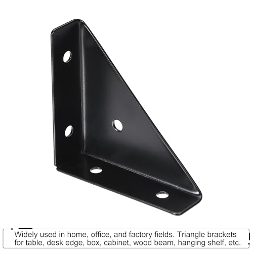 uxcell 4Pcs Angle Corner Brackets 66 x 66mm Cold Rolled Steel Braces, Black - color: Black