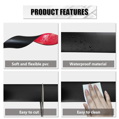 Black Vinyl Floor Transition Strip Self Adhesive 2"×10' - color: Black, size: 2in, 10FT