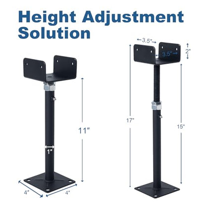 4 Pack Mini U-Shaped Screw Jack for 4x2, 4x4, 4x6 Joists - Adjustable Steel Telepost with U-Head, U-Shaped Floor Jack, U-Shaped Post Jack.11-15 Inch Adjustment Range - size: 11-15