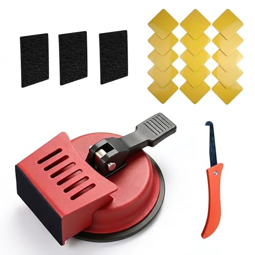 Heavy Duty Floor Gap Fixer Tool, 176 LBS Vacuum Suction Cup - Fix Floor Gaps Fast with 15 Sticky Pads & Scraper for Vinyl Plank Flooring, Red LVP Laminate Repair Kit, Wood Plank Grabber (No Hammer)