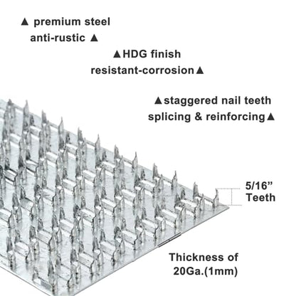 10 Pcs MOZCORN Truss Plates 4x8 Pronged Truss Plates with Nail Teeth Mending Plate for Wood Trusses Construction - size: 4"x8"