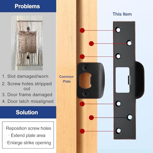 Extra-Long Door Strike Plate, Extended Length/Height - color: Oil Rubbed Bronze, size: 2 Pack