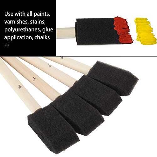 200 Pack 1 inch Foam Brush Sponge Wood Handle Paint Brush Foam Sponge Brush for Acrylics, Stains, Varnishes, Crafts - color: 200pcs-1inch